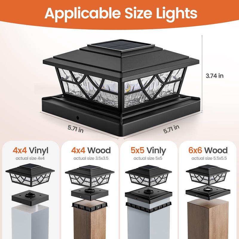 APONUO Solar Post Cap Lights, Warm White & Cool White,