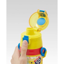 Skater SKDC4 Tomica Children's Water Bottle, 2-Way Direct Drinking with Cup, 15.9 fl oz (430 ml) (When Cup), 16.5 fl oz (470 ml), Stainless Steel, For Kids, Cold Insulation, Lightweight, String