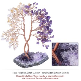 mookaitedecor Natural Amethyst & Citrine Crystal Tree with Amethyst Cluster Base, Money Tree of Life Ornament for Feng Shui Desk Decoration