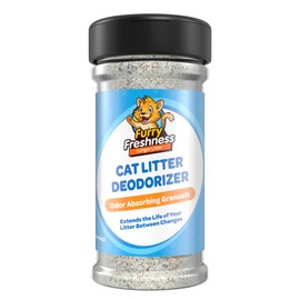 FurryFreshness Cat Litter Deodorizer & Litter Box Odor Eliminator - Works With All Litters To Increase The Life Of Your Litter -Made In USA -Nontoxic, Fragrance Free Odor Control (1 Pack)