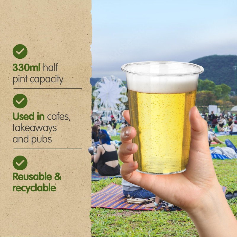 Signature Packaging - Disposable Plastic Party Cups - 330ml Half