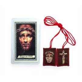 Sangre de Cristo Tarjeta de Oracion Escapulario 2 Pc Set Prayer Card Spanish New