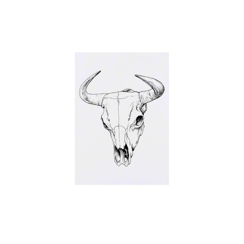 'Cow Skull' Temporary Tattoo - Water Resistant, Skin-Safe, Non-Toxic Transfer