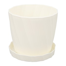 5 PCS Indoor Plant Pots with Base PP White Beautiful Plastic Flower Pot for African Violets Leaf Plants