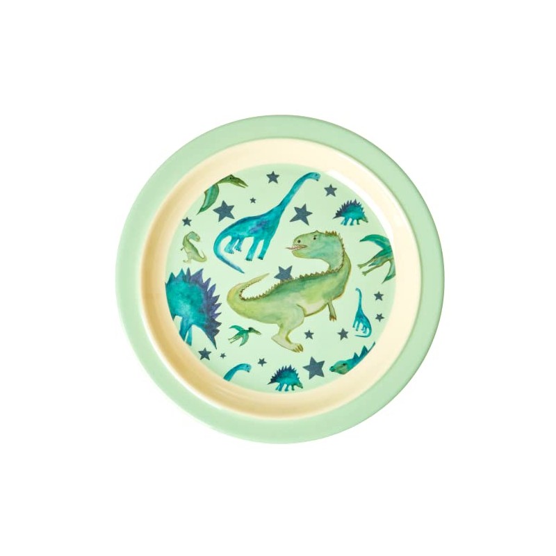 Melamine Children's Plate – Green – Dinosaur Print