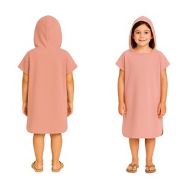 SOMERICE SURF GEAR Changing Poncho Beach Towel for Surfing Swimming Sunbathing Pool Watersports Outdoor Activities, Microfiber Quick Dry Towel (Pink, Kids)