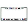Peace Love Pickleball Chrome License Plate Frame