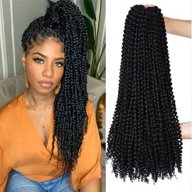 ShowCoco ShowCoco Passion Twist Hair 22 Inch Water Wave Crochet Hair 6 Packs Passion Twists Braiding Hair Long Bohemian Synthetic Hair Passion Twist Hair Extensions(22inch, #1B)