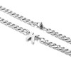 Initial Silver I Letter Cuban Link Chain Necklace for Men