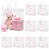 24Pcs Pink Bow Clear PVC Gift Bags With Handles Ribbon