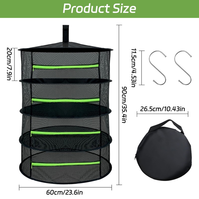BEASAFY 4-Layer Drying Net Herbs Black Herb Dryer Hanging Herb