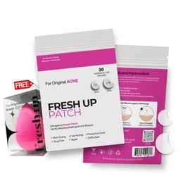 Fresh up™ The Original Pimple Patches Hydrocolloid Salicylic Acid Infused with Tea Tree Oil & Vitamin C For Covering Whitehead, Zits and Blemishes with Makeup sponge, 2 Sizes (8mm & 12mm), 36 Count