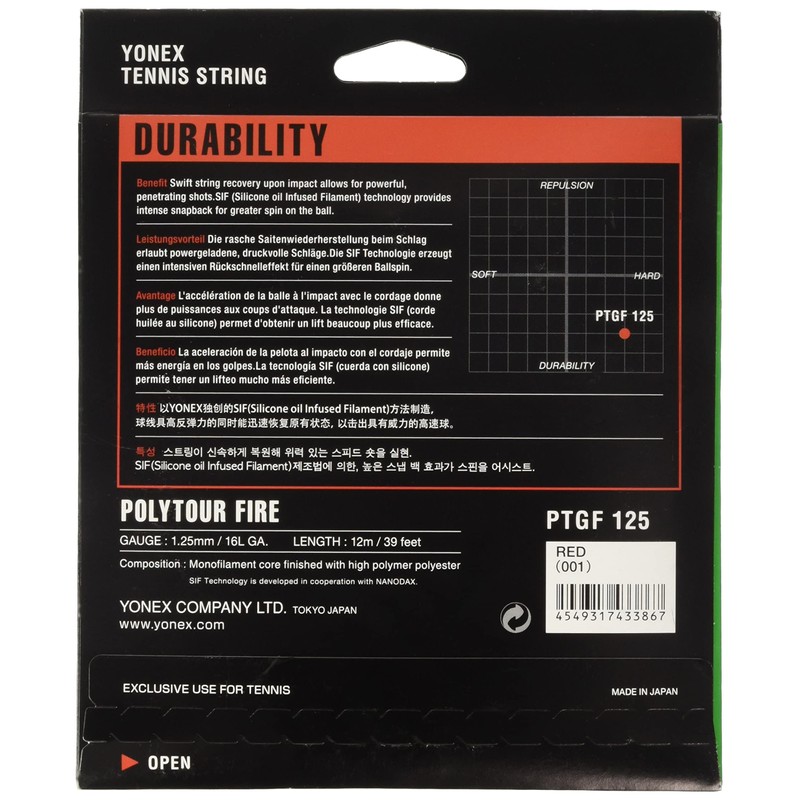Yonex Poly Tour Fire 125 Red Tennis String (2 Sets)