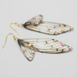 Syrios Gifts Clear & Gold Butterfly Dangle Earrings - Radiant Beautiful Buttefly Wings