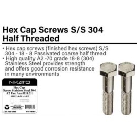 NIKATTO THE 18 Pack 1/2-13 x 3-1/2 Stainless Steel Hex Cap Screw 18-8/304  NIKATTO USA STOCK