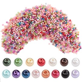 FOGAWA Pack of 2000 Glass Beads, 4 mm Beads, Colourful Glass Beads, Round Faux Pearls, Multicoloured Assorted Beads, Mixed Craft Beads for Jewellery Making, Bracelet, Batling, DIY
