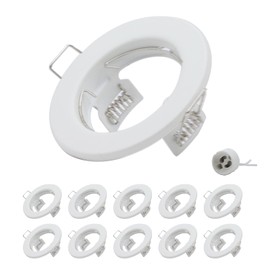 COOINJOY 10x Modern GU10 Downlights for Ceiling, Round Matt White Metal Frame for Recessed Ceiling Lights, External Dimensions: 80mm, Cut-Out Hole Size:60-80 mm…