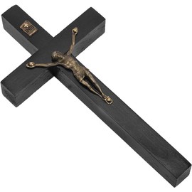 Garneck Christian Wood Wall Cross Wall Mounted Art Craft Hanging Zinc Alloy Jesus Cross Crucifix Christian Cross Gifts Home Wall Decoration (Random Color)
