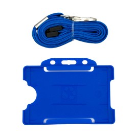 Cards and Tags UK Breakaway Safety Lanyard Neck Strap Swivel Metal Clip with Matching ID Card Holder (Blue)