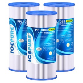 ICEPURE 5 Micron 10" x 4.5" Whole House Sediment Pleated Water Filter Replacement for GE FXHSC, Culligan R50-BBSA, Pentek R50-BB, DuPont WFHDC3001, W50PEHD, GXWH40L, GXWH35F for Well Water, 3PACK