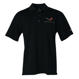 C7 Corvette Polo Shirt - Men's Performance Polo with Embroidered Logo Black