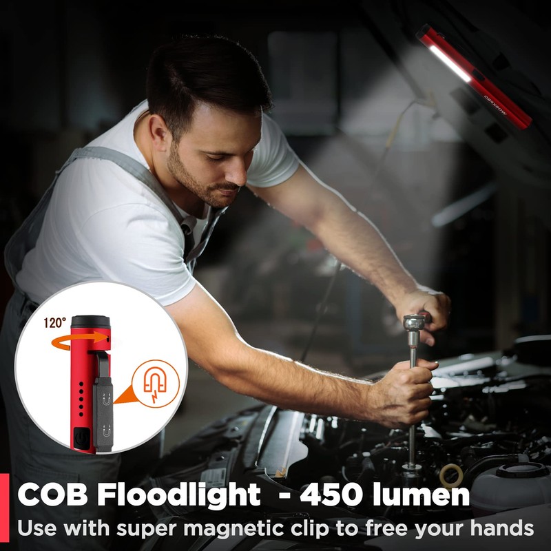 WORKPRO Rechargeable Pen Light, 450 Lumen LED Flashlight with 365