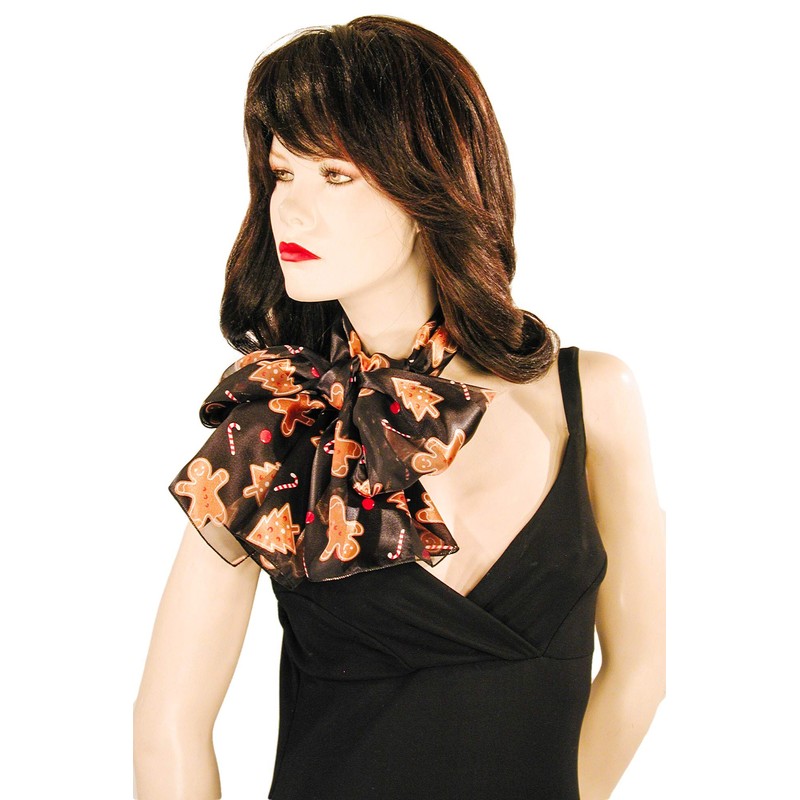 Evening Elegance Black Gingerbread Men Christmas Scarf