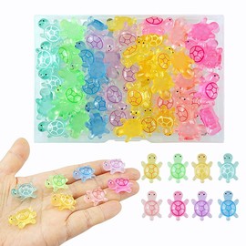 FAZHBARY 48 PCS Colorful Mini Resin Turtles Tiny Resin Turtles for Miniature Landscapes Ocean Theme Decor Crafts Accessories