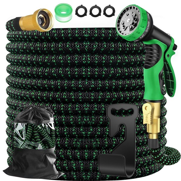 50ft Expandable Garden Hose with 10 Spray Patterns – Lightweight,