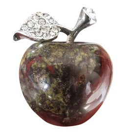 Loveliome Natural Dragon Blood Stone Apple Statue, Healing Crystal Figurine Sculpture Home Ornament Wedding Decoration 3 cm