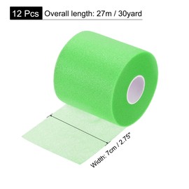 MECCANIXITY Pre Wrap Athletic Tape 30 Yards x 2.8 Inch Foam Under Wrap Tape Sports Prewrap Headband for Hair Ankles Wrists Hands Knees, Green 12 Rolls