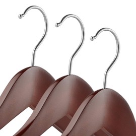 Casafield - 6 Cherry Wide Shoulder Wooden Suit Hangers - Premium Lotus Wood, Non-Slip Pant Bar & Chrome Swivel Hook for Dress Clothes, Coats, Jackets, Pants, Shirts, Skirts