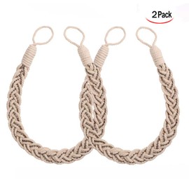 Xrten Pack of 2 Curtain Tiebacks, Tiebacks Rope, Braided Curtain Rope Tiebacks, Decorative Curtain Holdbacks