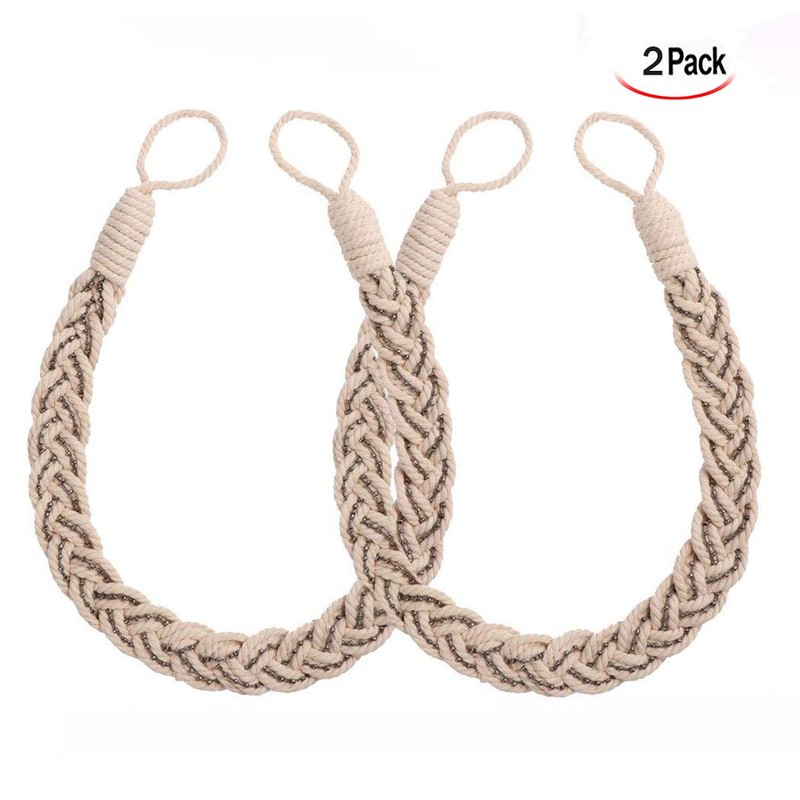Xrten Pack of 2 Curtain Tiebacks, Tiebacks Rope, Braided Curtain