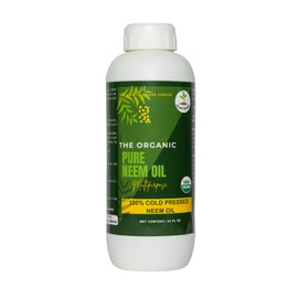 Organic 100% Cold Pressed Neem Oil (32 Fl Oz) - Pure Neem Oil for Hair, Skin, Nails, Pets, Indoor & Outdoor Plants & Garden - Unrefined, All Natural Concentrated, Multipurpose.