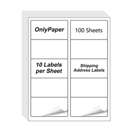 OnlyPaper 2" x 4" Shipping Labels - 100 Sheets 10 Up Self Adhesive Mailing Labels,1000 PCS Address Labels for Laser & Inkjet Printers, Handwrite-Friendly