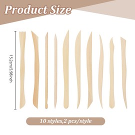 WEBEEDY 20 Pcs Double Ended Clay Sculpting Tools 10 Styles Wooden Pottery Carving Kit Clay Sculpture Shaping Tool Kit for Polymer Pottery Ceramics Cutting Sculpting Smoothing & Modeling