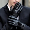 POONWEI Leather Gloves For Men,Winter Warm Touch Screen Motor Gloves,Soft