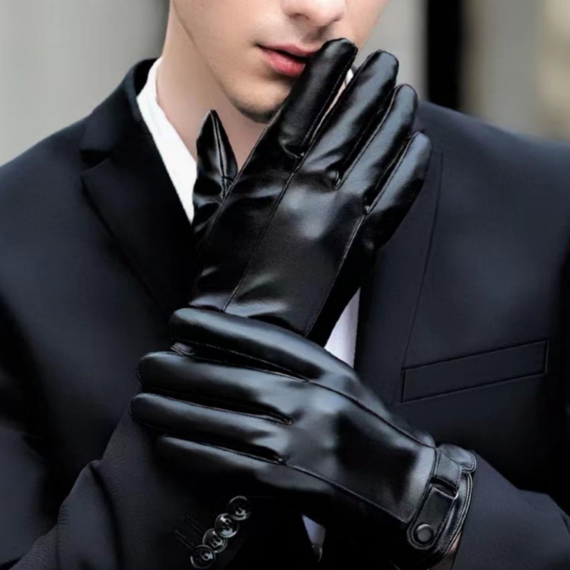 POONWEI Leather Gloves For Men,Winter Warm Touch Screen Motor Gloves,Soft