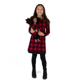 Leveret Matching Girls & Doll Cotton Dress Plaid Black & Red 5 Year