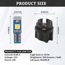 20PCS Car LED Dash Light Bulbs,High Brightness Instrument Cluster Bulbs Kit with Twist Lock Socket for 74 37 T5 LED Bulb Replacement,Universal 12V 300 Lumen LED Interior Car Lights (White)