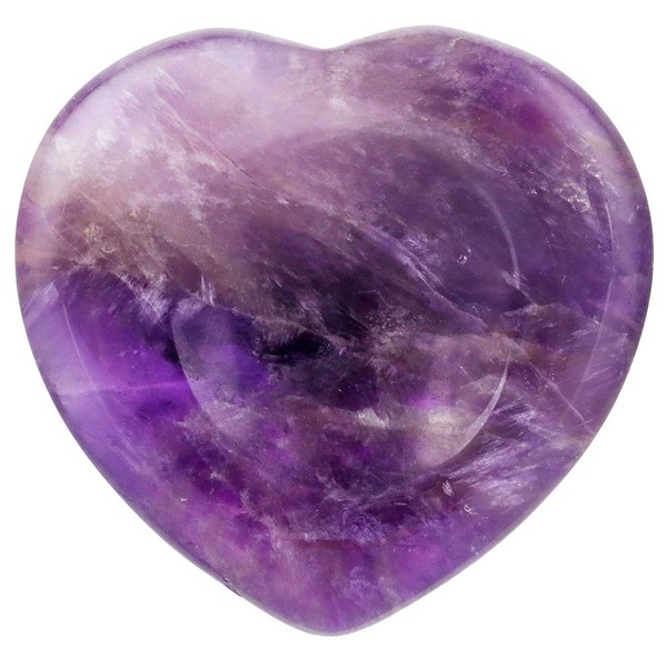 mookaitedecor Pack of 2 Amethyst Healing Crystals Heart Love Thumb Worry Stone, 1.6 Inch Pocket Palm Stones for Anxiety Therapy Reiki Stress Relief