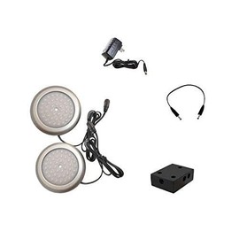 Infinity Green Lighting IG-PLC09-30K-GS-KIT2 LED Under Cabinet Puck Light KIt,UL Listed (2 Gray Silver LED puck light 3000k,1 adaptor, 2 male cables, 1 4-slots cable splitter box)