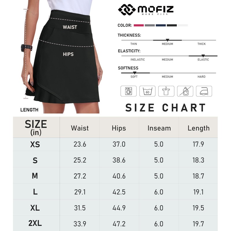 MoFiz Women Pleated Golf Skort Skirts with Pocket Running Gym