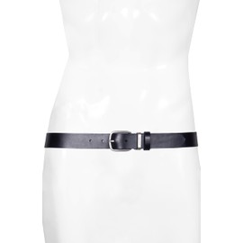 AllSaints Men's 1.25 Inch Leather Metal Logo Keeper, Casual Belt for Everyday Wear, Black, 34