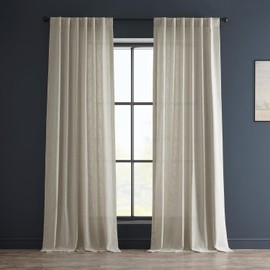 HPD HALF PRICE DRAPES Premium Heavy Faux Linen Curtains for Living Room (1 Panel), 50W x 96L Light Filtering Curtains 96 Inches Long Window Curtains for Bedroom, Melted Cream