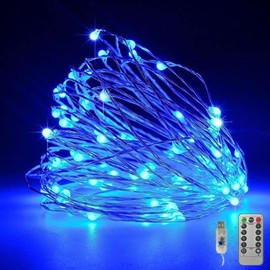 Fantasee Copper Wire String Lights USB Powered LED Fairy Lights 8 Modes with Timer Remote Control for Home Bedroom Birthday Party Wedding Christmas Festival Decor (32.8ft 100leds, Blue)