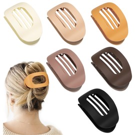 TIME&TRAVE 4" Large Round Flat Hair Clips for Women - Strong Hold Lay Down Claw Clamps Hair Barrettes Alligator Clip for Thick Thin Hair