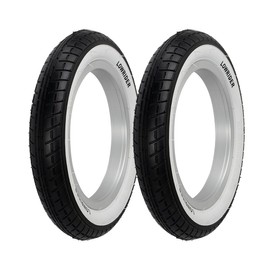 OG Lowrider Classic Bike TIRE 12-1/2" X 2-1/4" Pair of Black/White SIDEWALL with Lowrider Text Tires P-1237