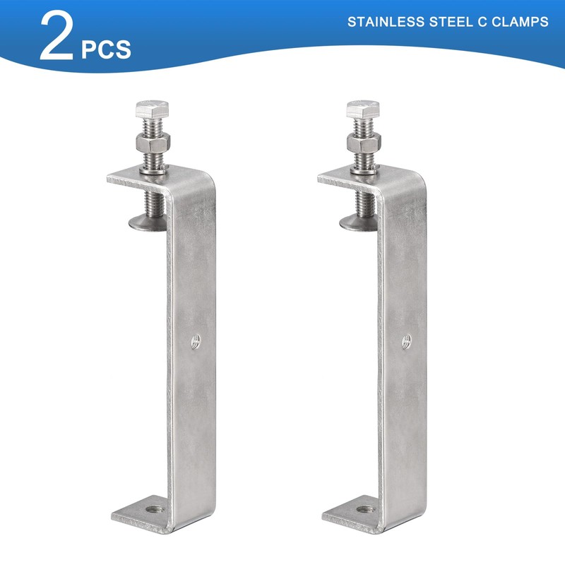 Awclub 2 Pack 304 Stainless Steel C Clamps with 130mm/5.12"